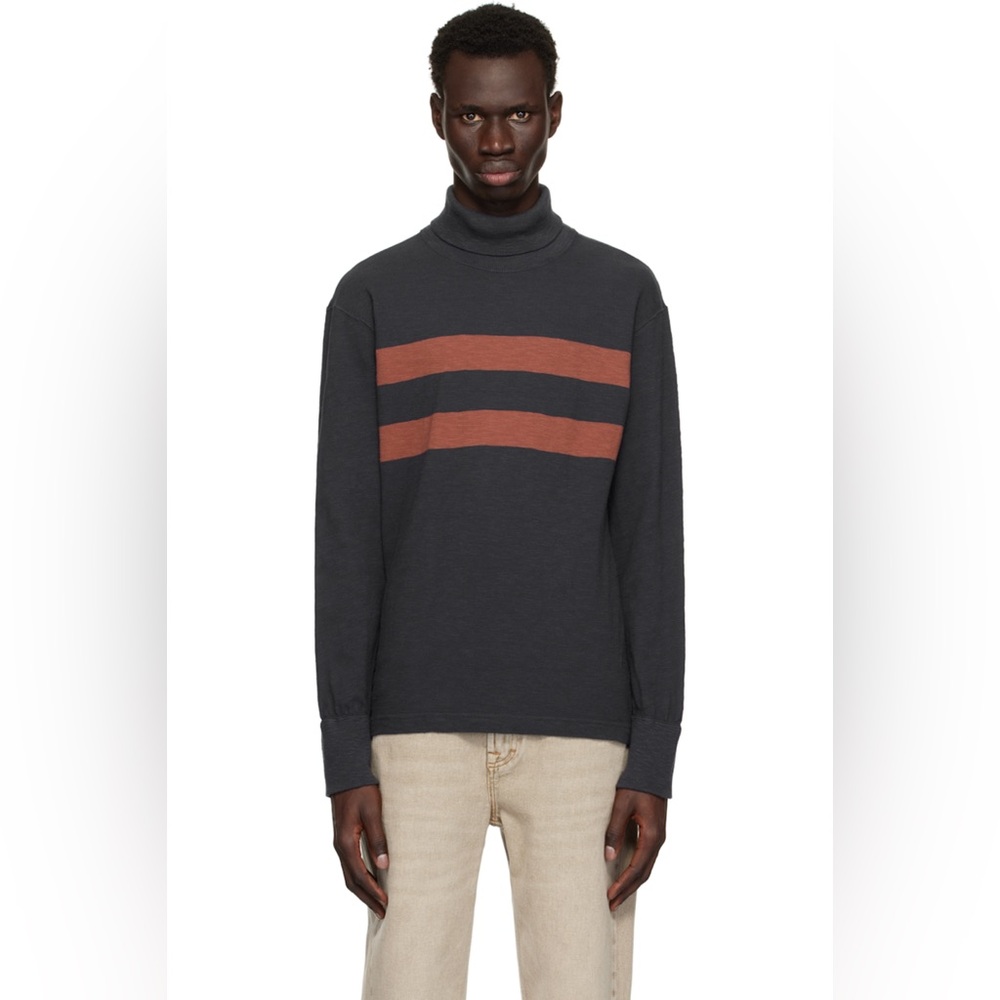NWT RRL Ralph Lauren Double RRL Navy Red Double Striped Knit Turtleneck Mns Sz S